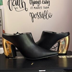 Worthington Black and Gold Mules with Sleek Design